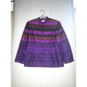 Vintage Anne Crimmins For Umi Collections Silk Striped Jacket Blazer | Size: 10